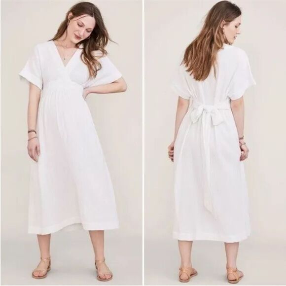 NWT Hatch The Carolina Maternity Dress in White Gauze Cotton - Picture 3 of 16